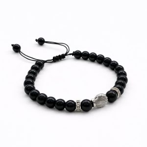 Pulsera Bola Negra Concha (ref PU090615)