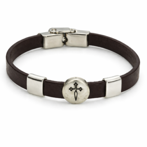 Pulsera Cuero10mm Cruz de Santiago (ref PU090116)