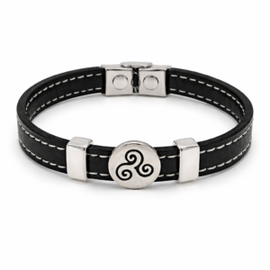 Pulsera Cuero10mm Bordado Triskel (ref PU090136)