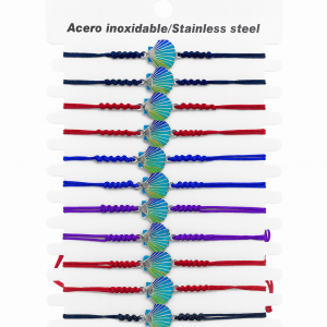 Pulsera Macramé  Concha color acero 2 pequeña (ref PU090423)