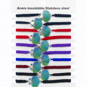 Pulsera Macramé  Concha color acero 3 (ref PU090424)
