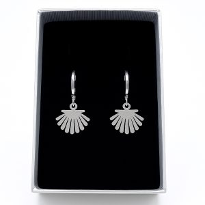 Pendientes en acero plata Concha (ref PE010216)
